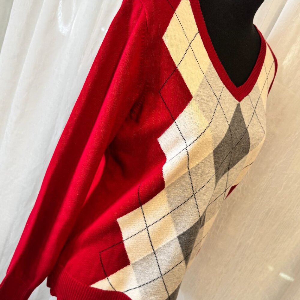 St. John's Bay Argyle V-Neck Women's Sweater